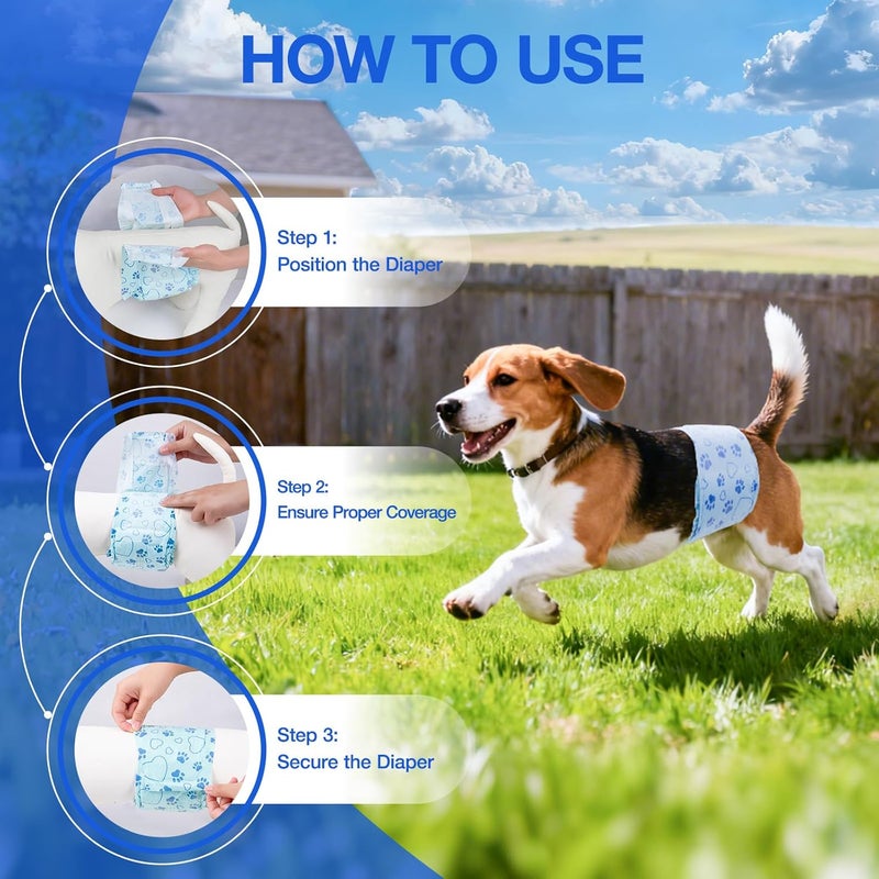 Flying Paws Male Dog Diapers with Wetness Indicator, Disposable Belly Band for Puppy Male Diapers, Doggie Wraps for Puppy Training, Incontinence (M, 52 Count) - Image 5